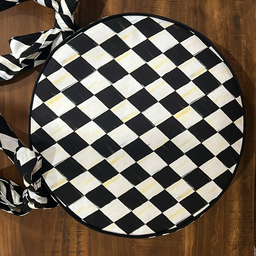 Mackenzie-Childs Courtly Check Round Stool Cushion